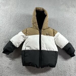 Hugo Boss Puffer Bubble Jacket Water Resistant‎ Stripe Logo Colors Toddler 18M